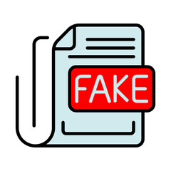 Fake news set icon. Newspaper, fake label, misinformation, media deception, hoax, false reporting, digital age, disinformation, news literacy.