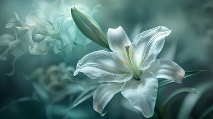 The delicate beauty of a white lily is highlighted in stunning high resolution