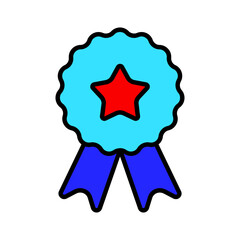 Reward with star line icon. Elections, award, badge, medal, diploma, victory, respected person, badge, candidate, voter. Meed concept