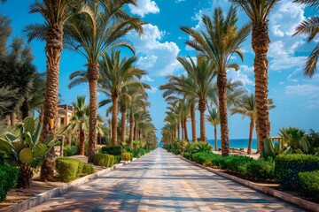 A tropical road with lush greenery along the sides