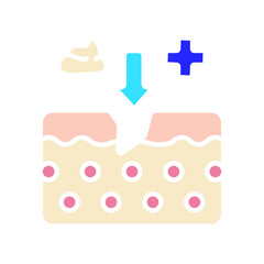 Healing cream line icon. Cleansing, UVB, AHA, BHA, acid, exfoliating, moisturizing, rejuvenating, blackheads, pimples, sebum, pores, regimen, epilator, ultrasonic cleaning, cream, sun cold protection