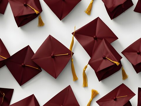 Graduation cap maroon white background intelligence