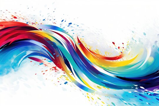 Olympic colors and lines, background. An abstract colorful curly line highlighted on a white background, a sports concept, a frame with colorful stripes, a place to copy your text.