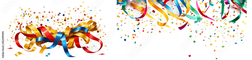 Poster confetti png element set on transparent background
