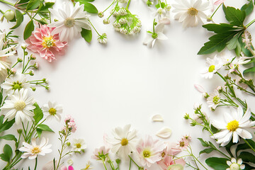 A white background with a flowery border