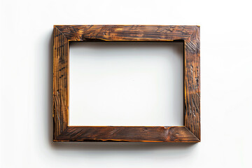 A wooden frame with a white background