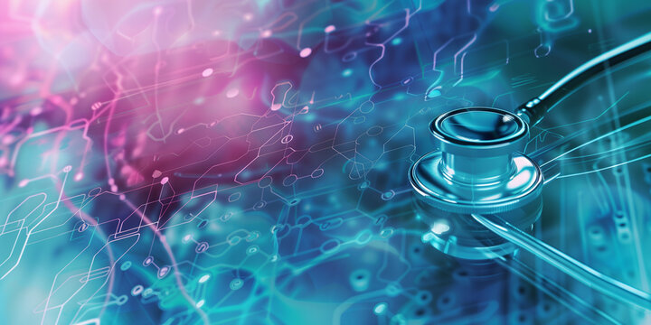 A computer generated image of a stethoscope on a blue background