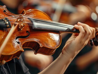 Close ups of violin and hands