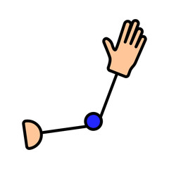 Prosthetic arm set icon. Artificial limb, bionic hand, robotic arm, assistive technology, rehabilitation, mobility aid, prosthesis, amputation support, advanced medical device.