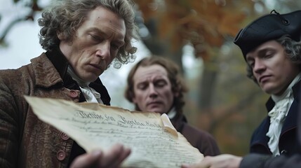 Capture the moment of a time traveler witnessing the signing of the Declaration of Independence in 1776, Close up