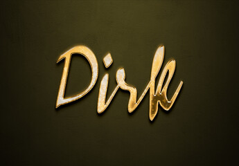 Old gold text effect of German name Dirk with 3D glossy style Mockup	
