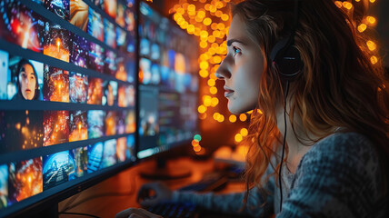 Digital content concept. Video streaming social networking service,generative ai