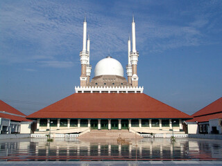 Semarang, Indonesia - November 11,2004 :The grand mosque of Central Java or known as Masjid Agung Jawa Tengah (MAJT) seen from the front before the giant canopy was installed.
