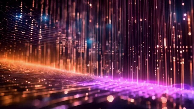 Abstract digital data stream visual. High-speed light particles. Cybersecurity and technology concept.4k JD