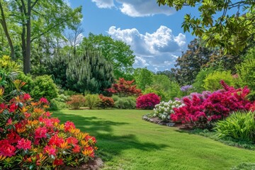Sunlit Garden with Blooming Flowers