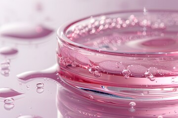 A close up of a pink liquid in a glass bowl - Powered by Adobe