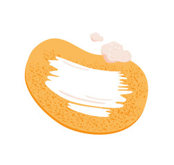 Cooking food, preparing of crepe, thin pancake with filling. Sour cream, mayonnaise, flavor sauce spreaded on pita, flatbread, tortilla. Flat isolated vector illustration on white background