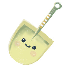shovel  watercolor cartoon character