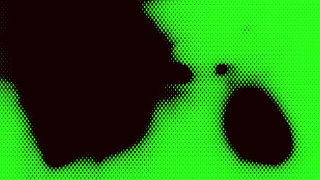 Abstract explosions and cell animation with halftone effects and black and green colors