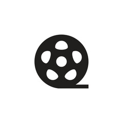 Flat film reel icon symbol vector Illustration