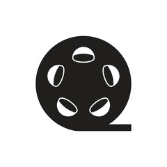 film reel icon in flat style with background.