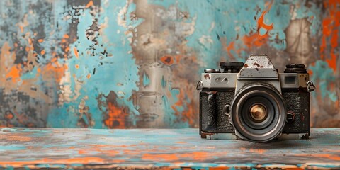 Vintage and on Textured Wall Backdrop Capturing the Essence of Fine Art Photography