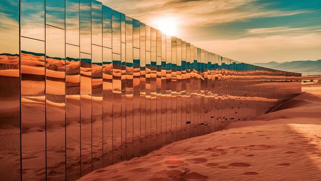 NEOM Desert City project Saudi Arabia Futuristic Eco city Buildings made of Glass Mirrors City in Desert World's biggest NEOM project in Tabuk Mirror Wall Line city Mega Project