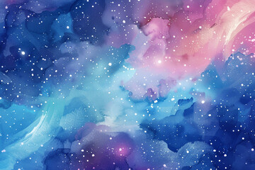 Vector cosmic watercolour illustration. Colourful space background with stars