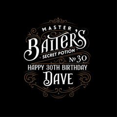 Vintage label for anniversary bottle of wine or whiskey  for a fishing enthusiast