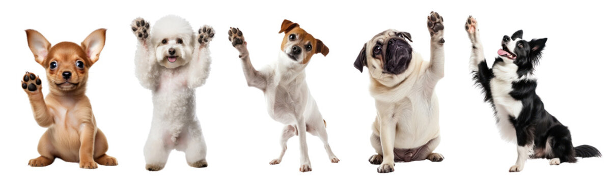 Dogs giving high five png on transparent background