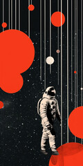 Astronaut and planet, retro poster
