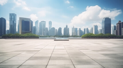 Expansive Urban Plaza with Skyline Vista