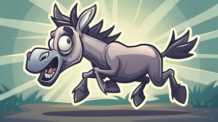 Cartoon clip art of a mule or donkey running. Modern illustration with gradients. All in one layer.