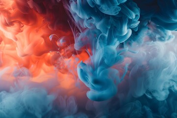 Fototapeta premium Close up of vibrant smoke with red and blue backdrop