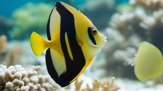 Beautiful batfish swimming on the reef