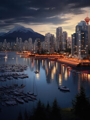 Twilight Marina Cityscape: Urban Serenity Unveiled