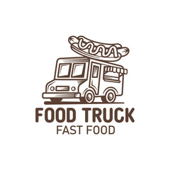 hot dog Food truck logo illustration design