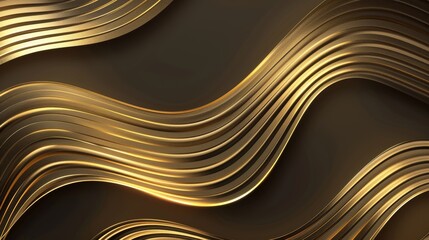 A modern abstract luxury golden wallpaper with a wavy line art background. A print, fabric, packaging design texture design.