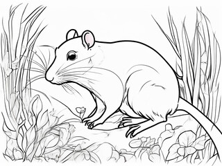 A photo of a rat outline art for coloring book Generative AI