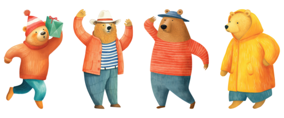 Animal character png element set on transparent background