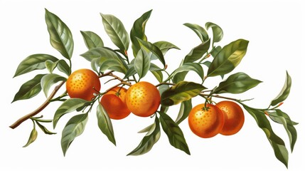 Isolated Mandarin on transparent background - old botanical illustration