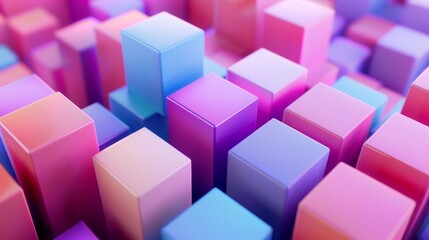 Obraz premium An abstract 3D render with geometric shapes and cubes, modern animation, motion design, seamless looped video in 4K format