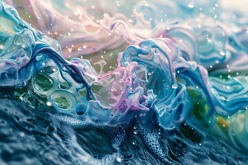 A close up of a painting of a wave