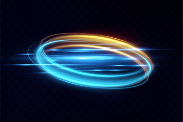 Blue neon ring. Glowing circle. Glow effect. Round light frame. abstract light lines of movement and speedAbstract light lines of movement and speed. light blue ellipse.