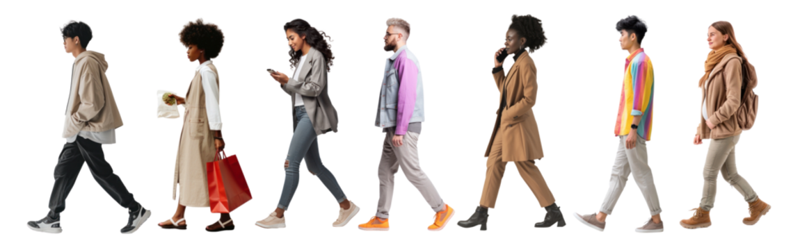 Walking adult png element set on transparent background - Powered by Adobe