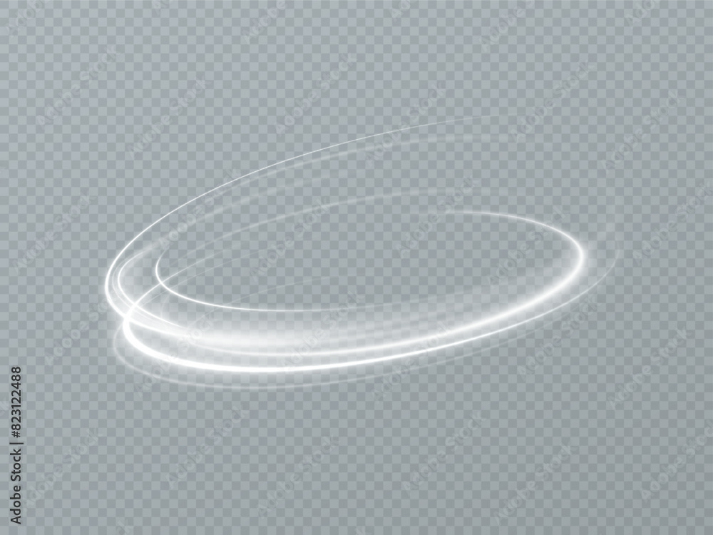 Aufkleber Light white Twirl. Curve light effect of white line. Glowing white spiral. The effect of high-speed abstract lines. Rotating shiny rings.	