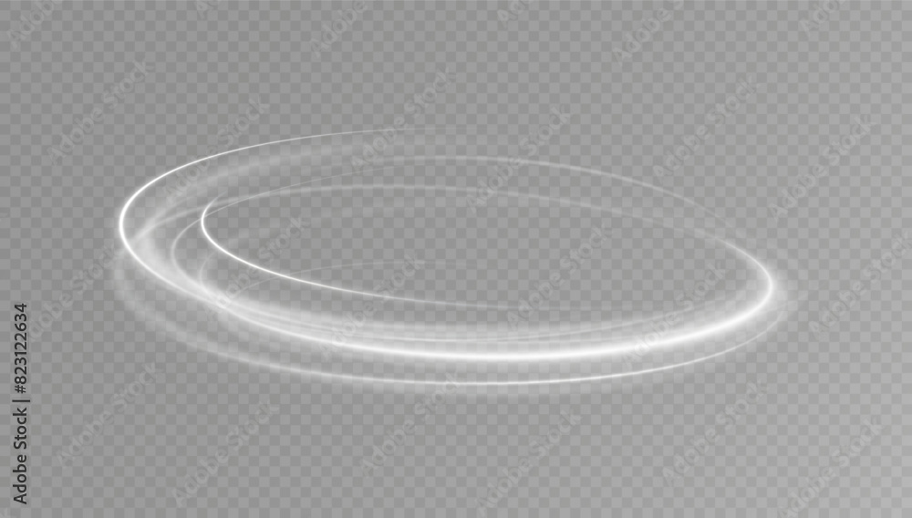 Fototapete Light white Twirl. Curve light effect of white line. Glowing white spiral. The effect of high-speed abstract lines. Rotating shiny rings.	