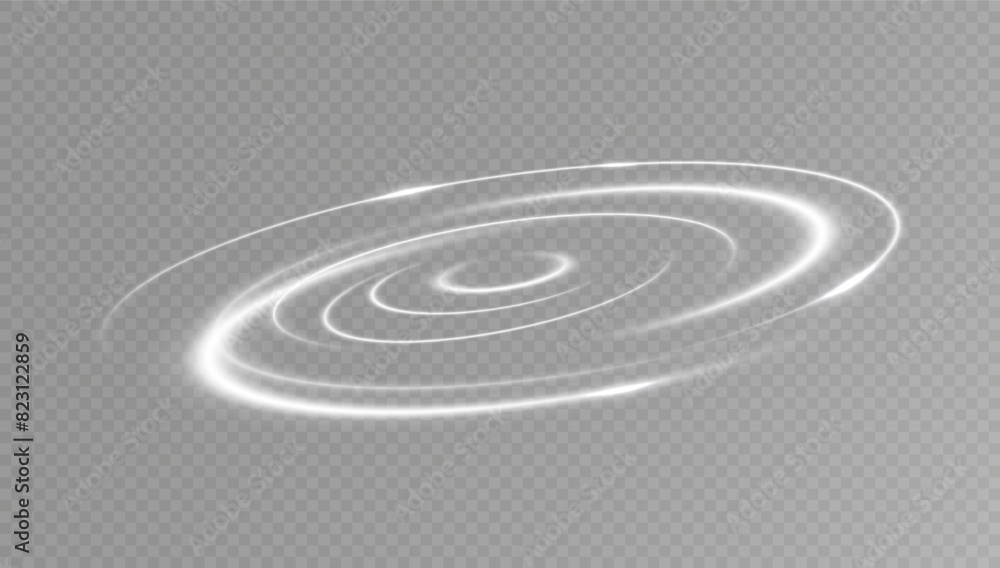 Poster Light white Twirl. Curve light effect of white line. Glowing white spiral. The effect of high-speed abstract lines. Rotating shiny rings.	