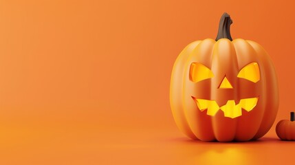 Animated 3D pumpkin banner template with copy space