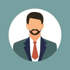 Flat illustration. Fashionable profile of a man. Avatar, user profile, person icon, silhouette, profile picture. Suitable for social media profiles, icons, screensavers and as a template...